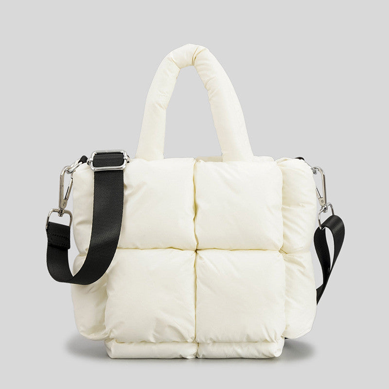 Winter Down Cotton Shoulder Bag – Soft Lightweight Crossbody Tote for Daily Use