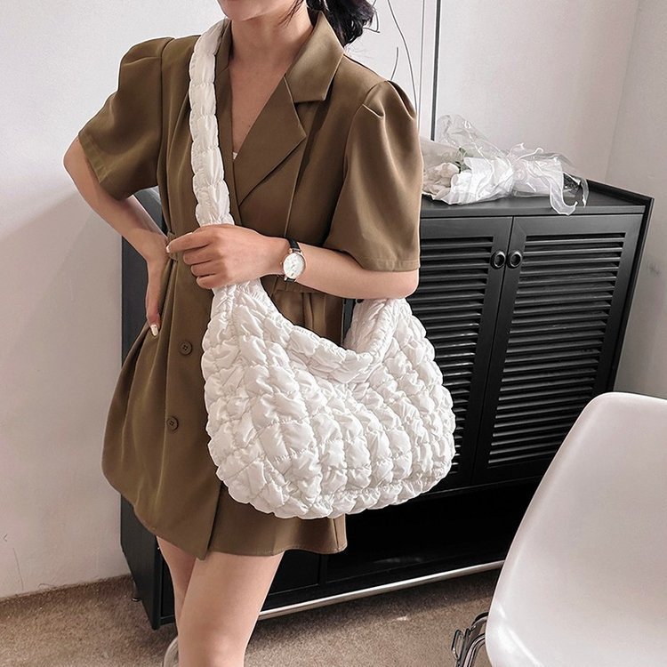 Pleated Cloud Bag β Large Capacity Fashion Shoulder Tote, Silk Texture, Macaron Colors