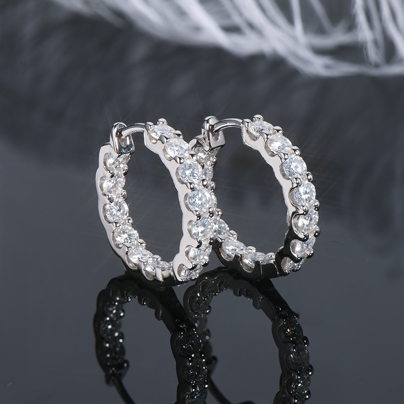 GRA Certified Moissanite Hoops Earrings