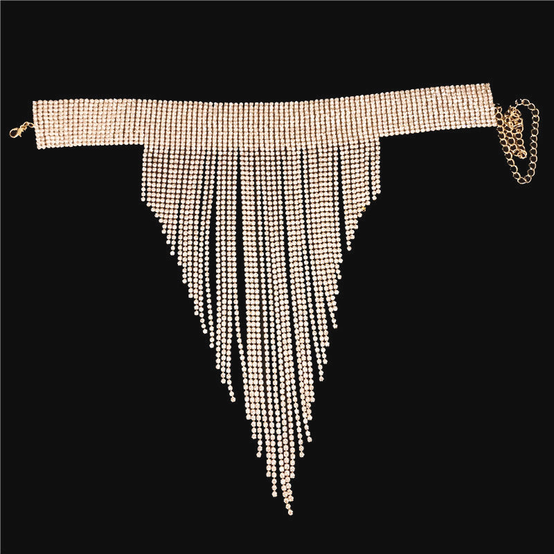 Collier à pampilles en strass, collier simple assorti avec tout