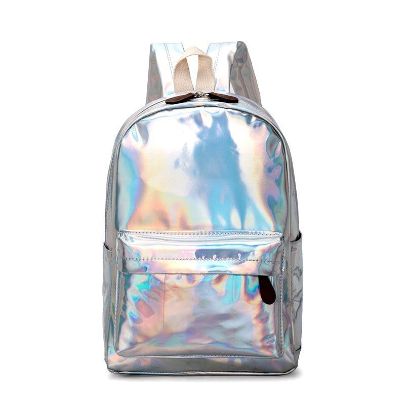 Teen Laser reflective Leather Waterproof Travel and School Backpack