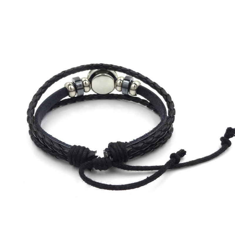 Bracelet En Cuir Multicouche Tressé
