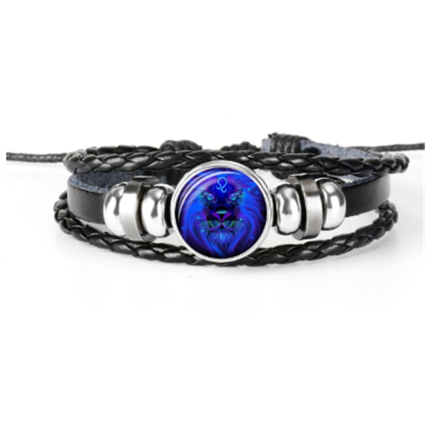 Bracelet unisexe au design tressé avec constellation du zodiaque.