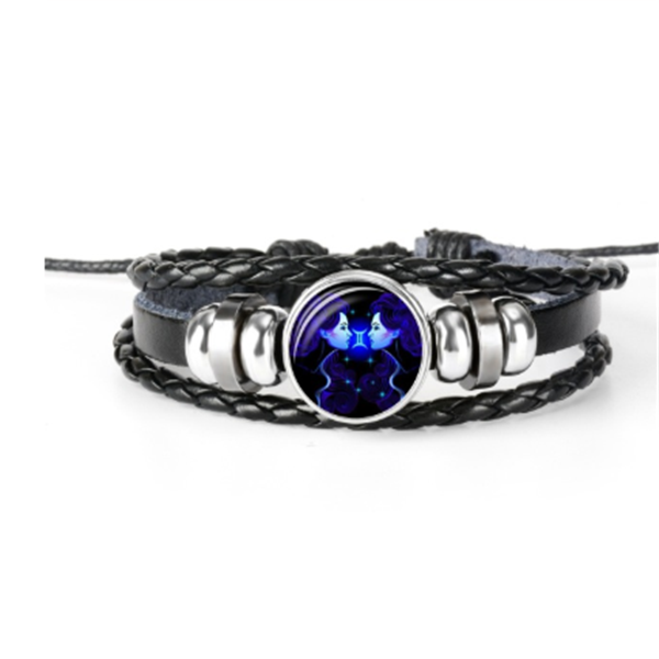 Bracelet unisexe au design tressé avec constellation du zodiaque.