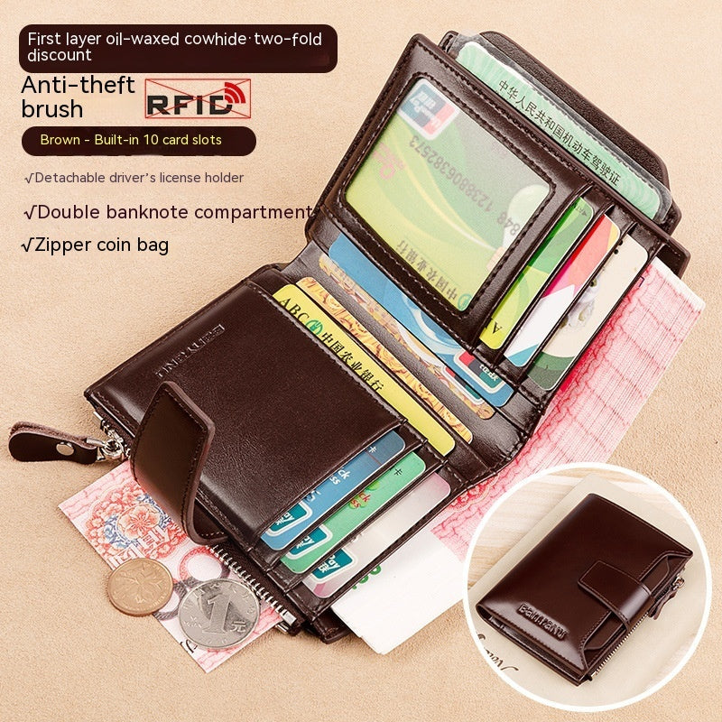 Anti-theft Swiping Short Vintage Wallet
