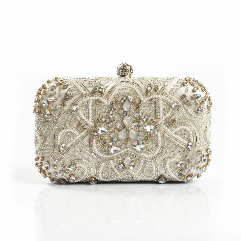 Handmade Rhinestone Chain Evening Bag β Beaded Clutch Purse for Women, Acrylic Hard Box Formal Party Bag with Chain