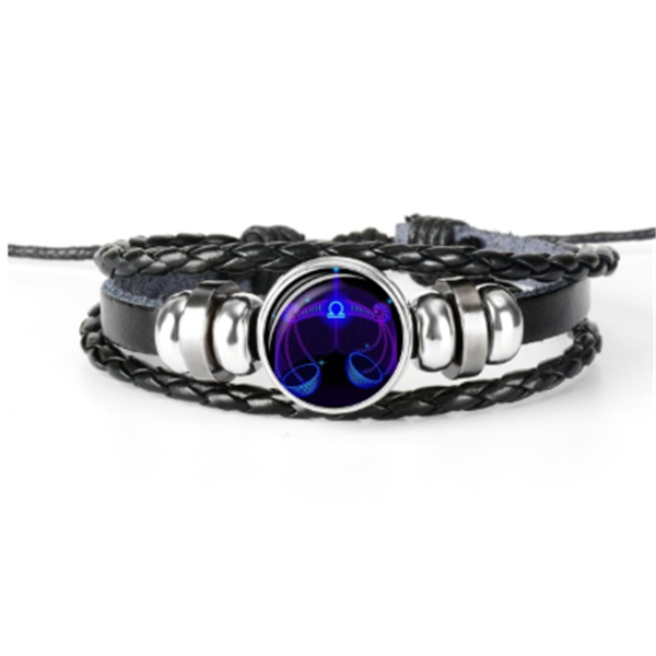 Bracelet unisexe au design tressé avec constellation du zodiaque.