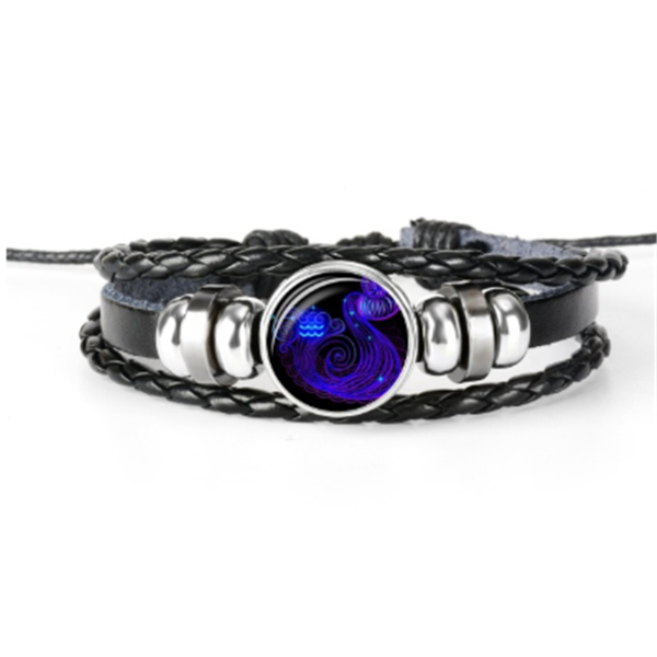 Bracelet unisexe au design tressé avec constellation du zodiaque.