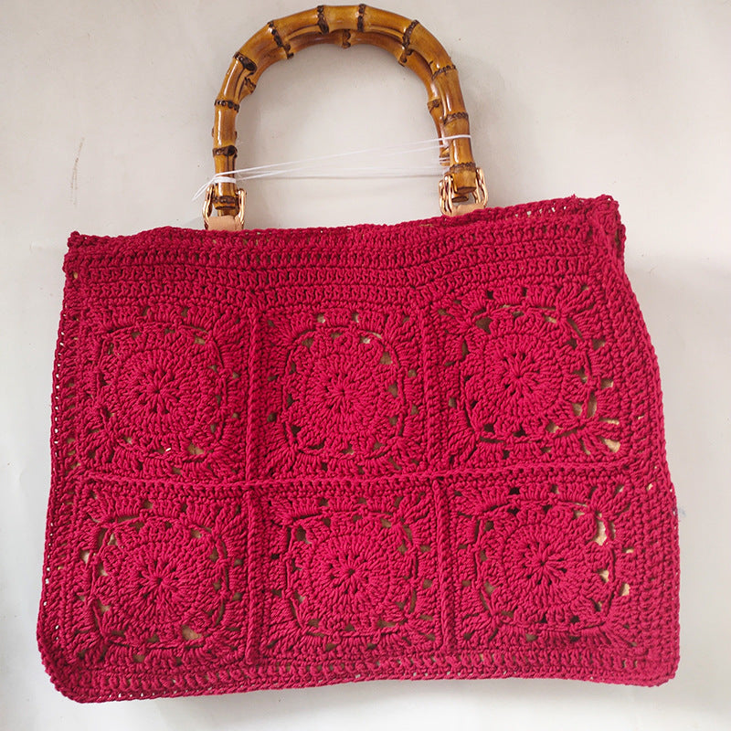 Female Tote Bag Knitting flower Design
