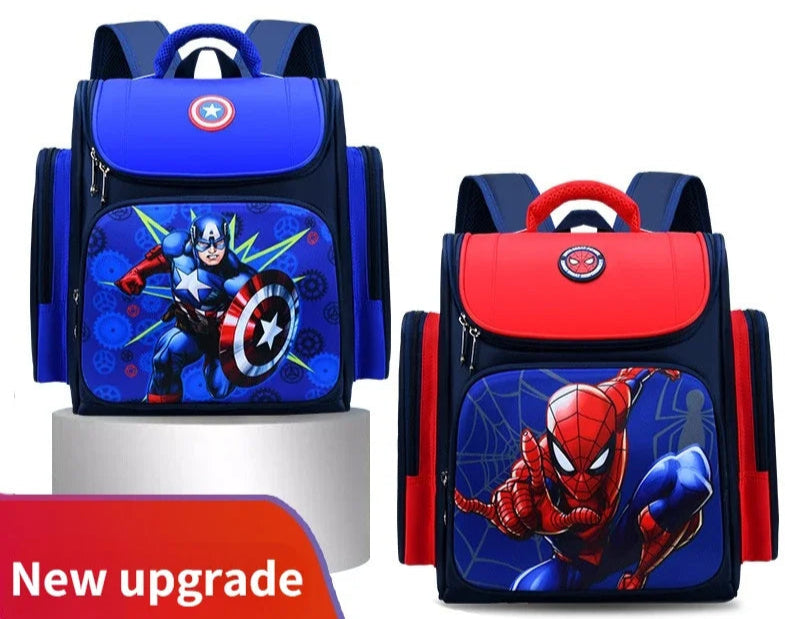 Marvel Avengers Cartoon Backpack for Kids – Spider-Man & amp; Captain America School Bag for Kindergarten & Elementary Students