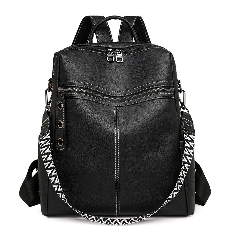 Minimalist PU Leather Backpack – Large Capacity Retro Travel Bag for Women