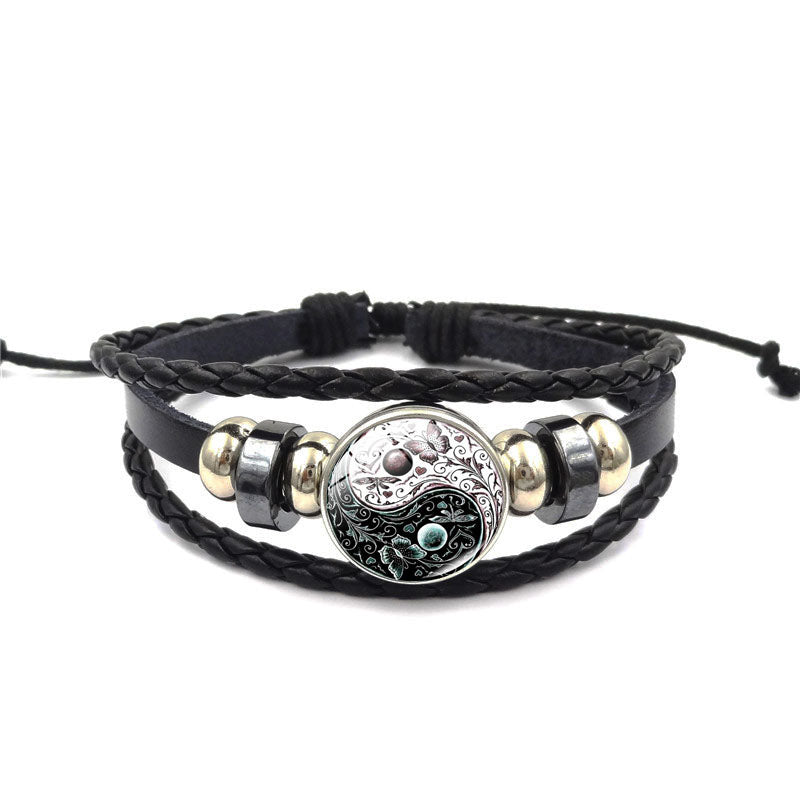 Bracelet En Cuir Multicouche Tressé