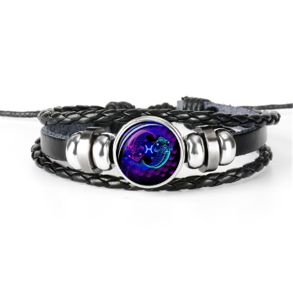 Bracelet unisexe au design tressé avec constellation du zodiaque.