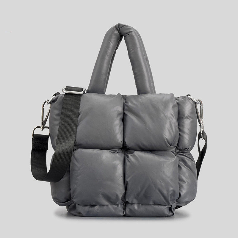 Winter Down Cotton Shoulder Bag – Soft Lightweight Crossbody Tote for Daily Use