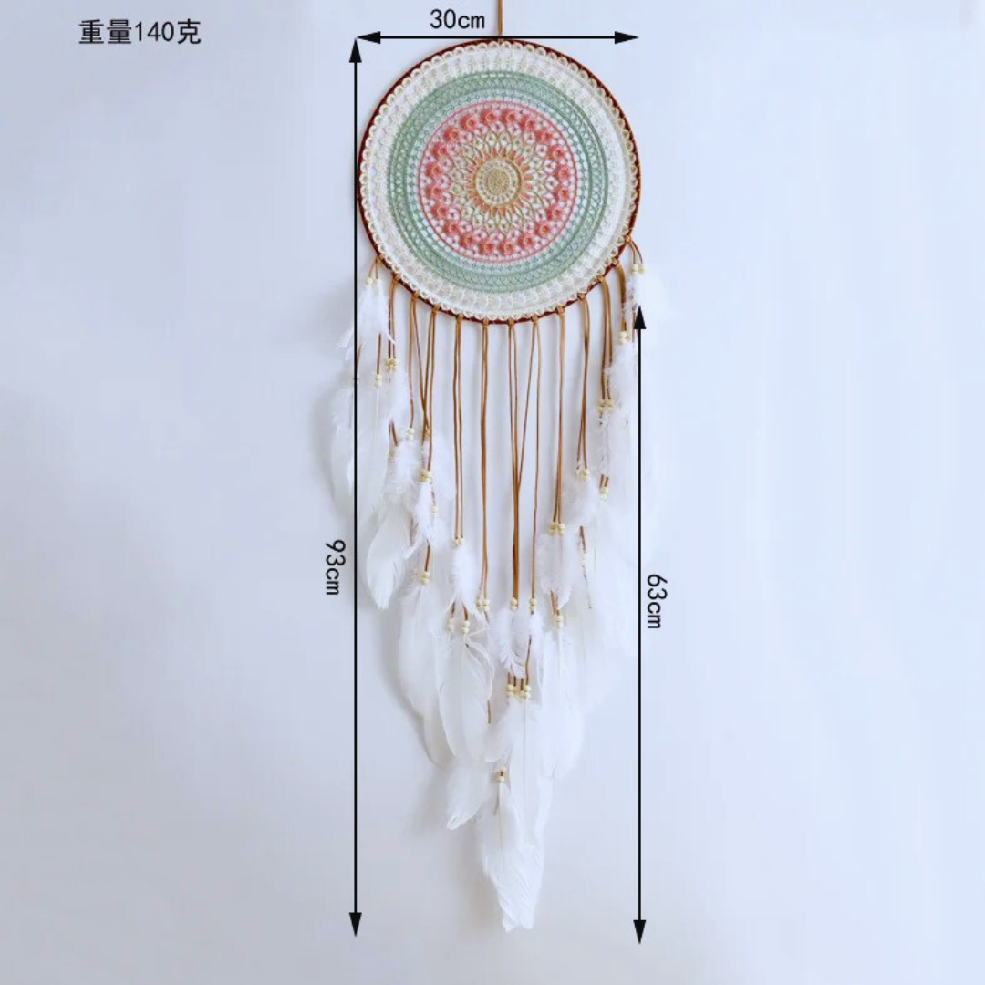 Round Woven Dreamcatcher – Boho Feather Tassel Wall Hanging for Bedroom & Home Decor