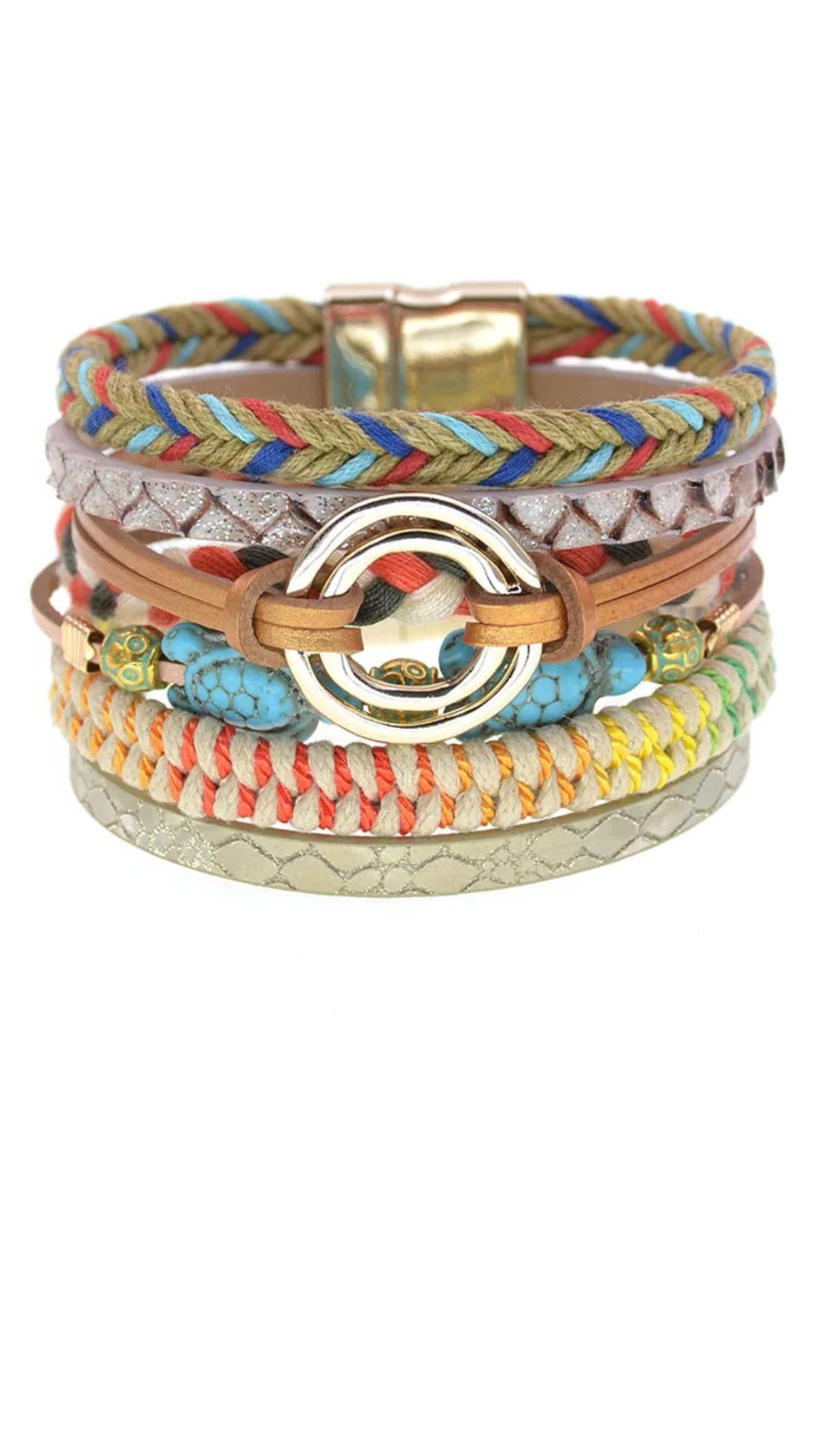 Colorful Boho Leather Charm Style Bracelet Jewelry