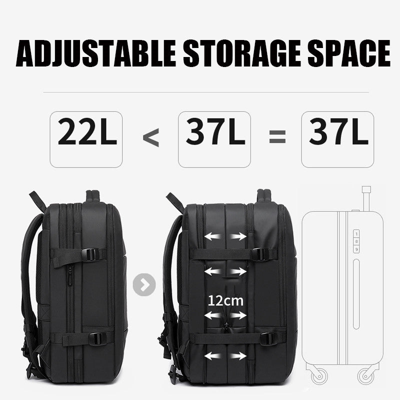 Men’s Waterproof Business Travel Laptop Backpack – 16” Expandable Oxford Bag with USB & Large Capacity