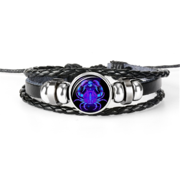 Bracelet unisexe au design tressé avec constellation du zodiaque.