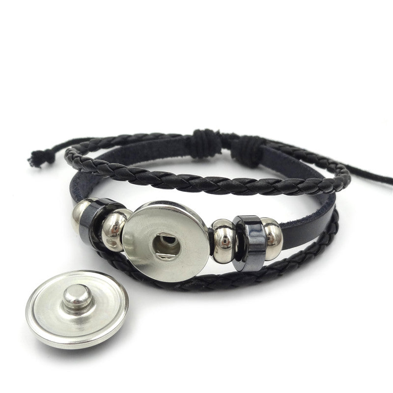 Bracelet En Cuir Multicouche Tressé