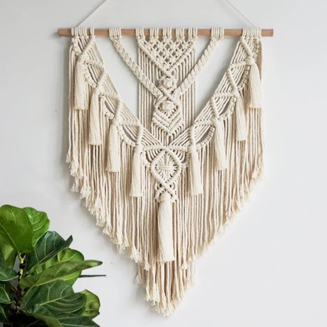 Boho Macrame Wall Hanging – Woven Geometric Tapestry for Home, Apartment & Dorm Decor