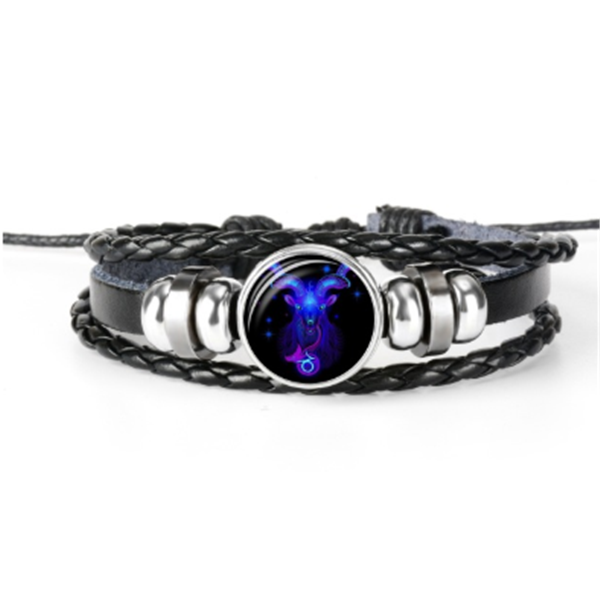Bracelet unisexe au design tressé avec constellation du zodiaque.