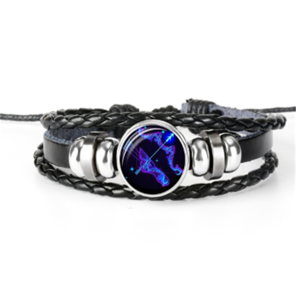 Bracelet unisexe au design tressé avec constellation du zodiaque.