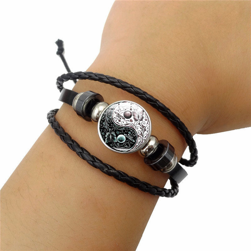 Bracelet En Cuir Multicouche Tressé