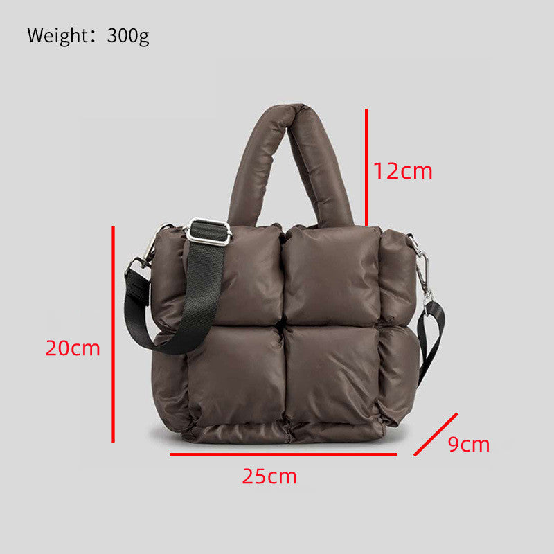 Winter Down Cotton Shoulder Bag – Soft Lightweight Crossbody Tote for Daily Use
