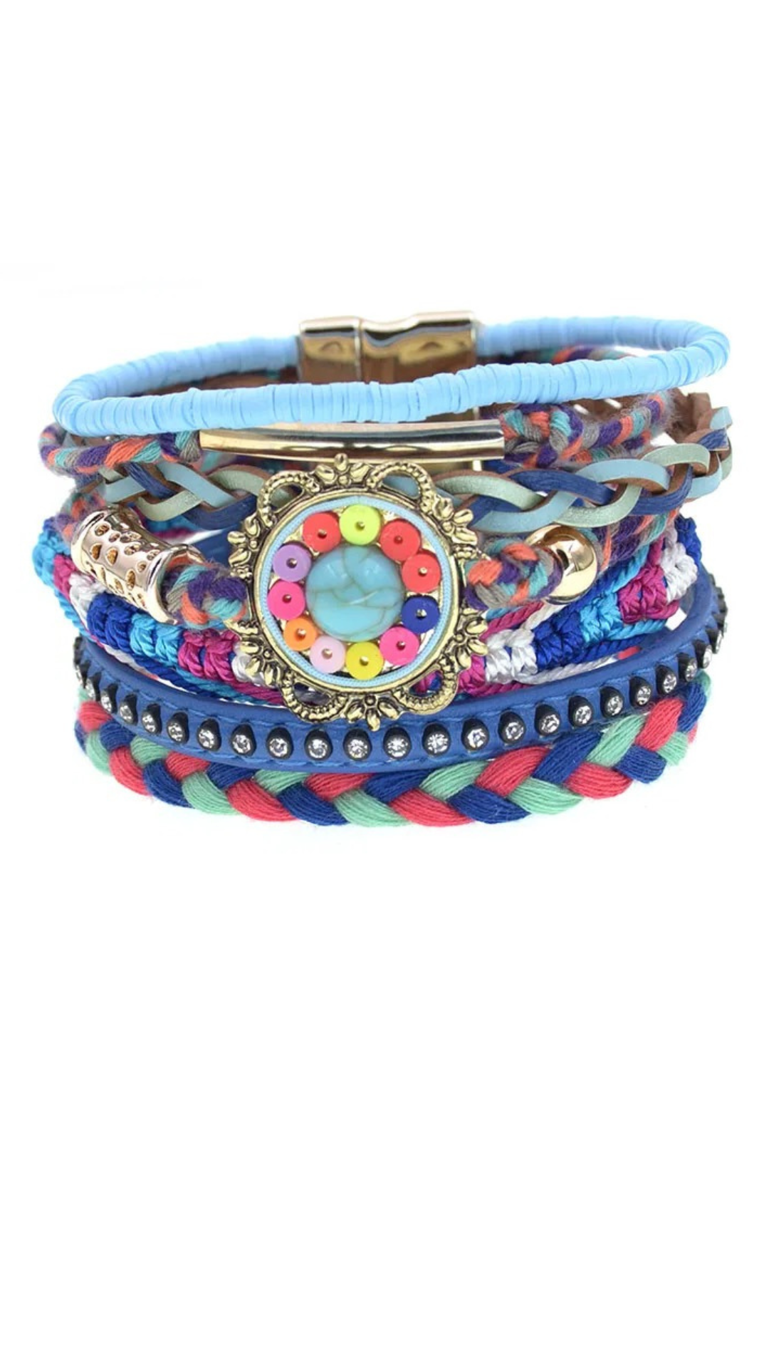 Colorful Boho Leather Charm Style Bracelet Jewelry