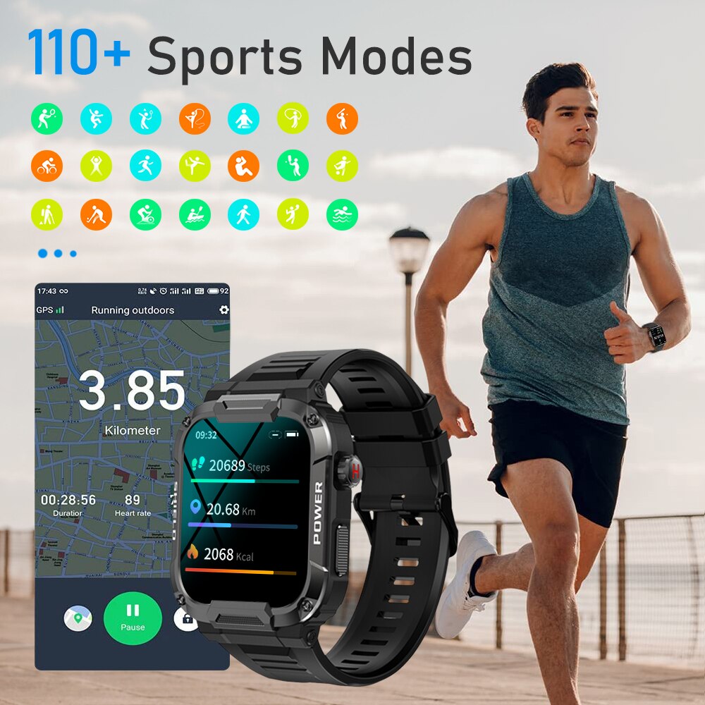 Military Style Multifunction Touch Smartwatch For Android IOS