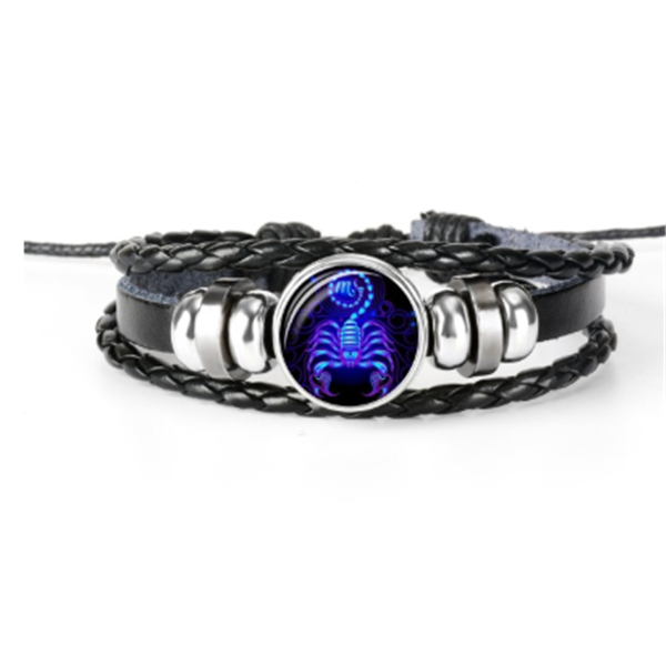 Bracelet unisexe au design tressé avec constellation du zodiaque.