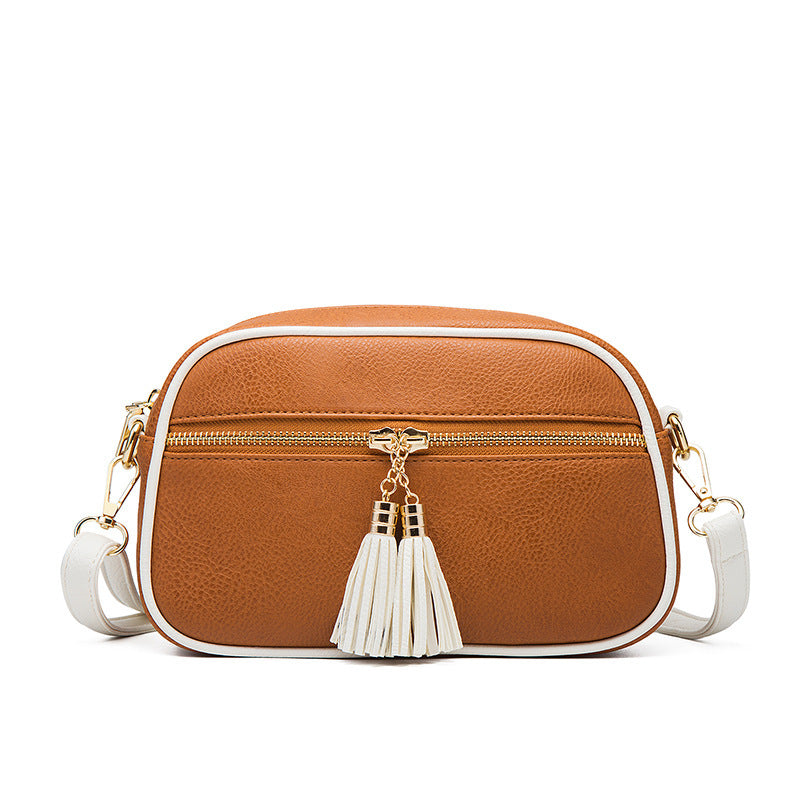 Color Blocked PU Leather Crossbody Shoulder Handbag Set– Retro European Style Bucket Bag for Women