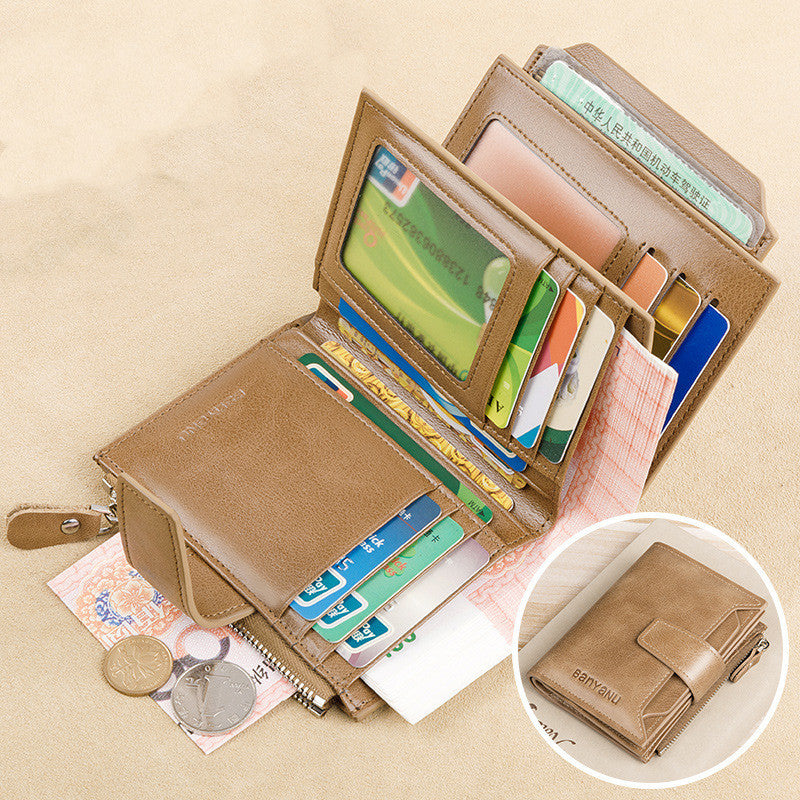 Anti-theft Swiping Short Vintage Wallet