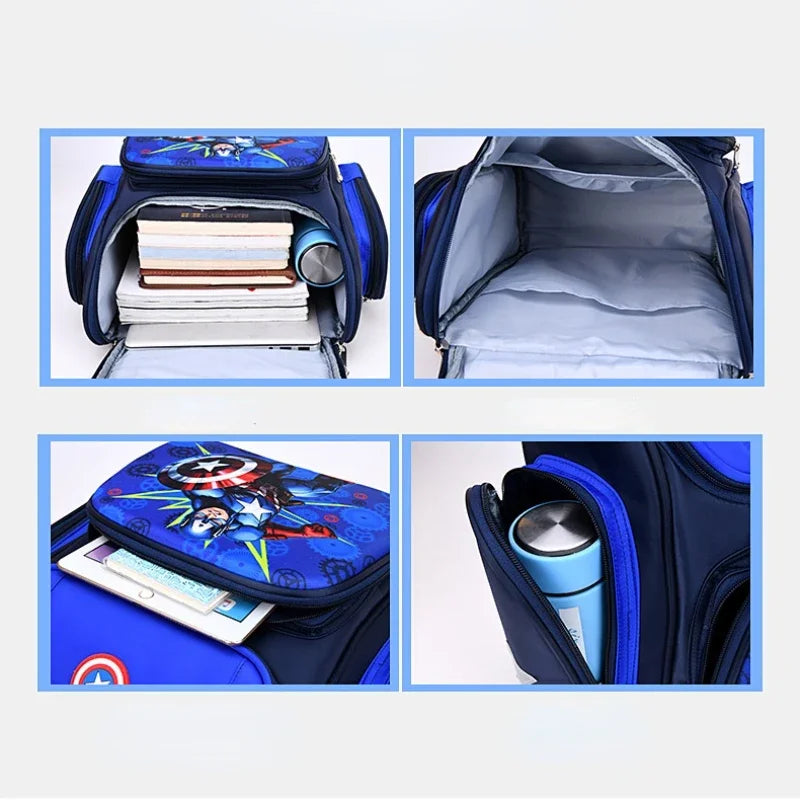 Marvel Avengers Cartoon Backpack for Kids – Spider-Man & amp; Captain America School Bag for Kindergarten & Elementary Students