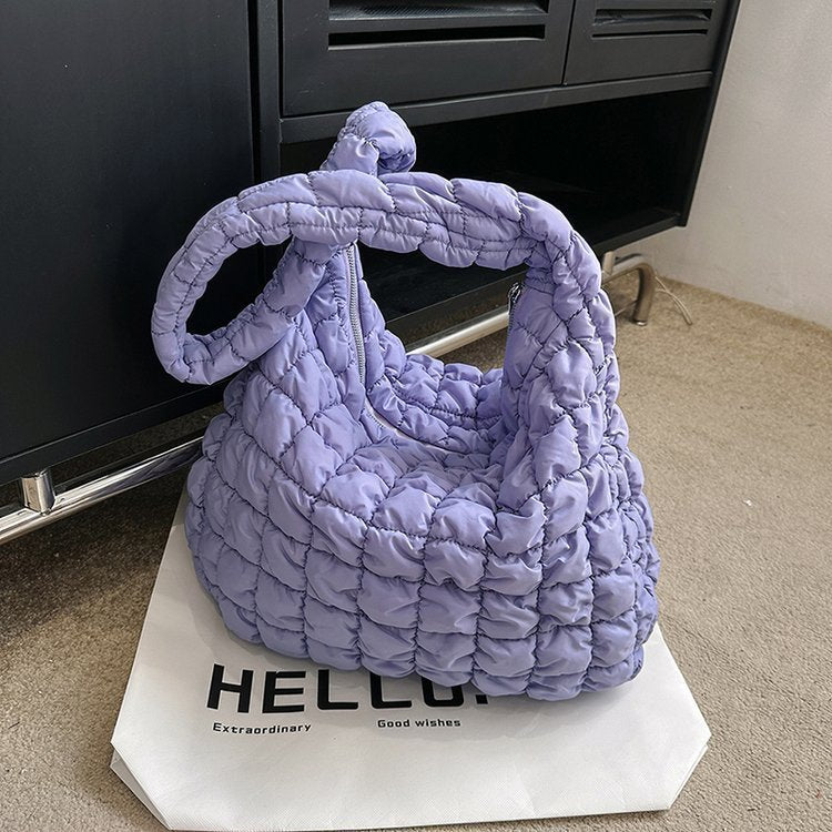 Pleated Cloud Bag β Large Capacity Fashion Shoulder Tote, Silk Texture, Macaron Colors