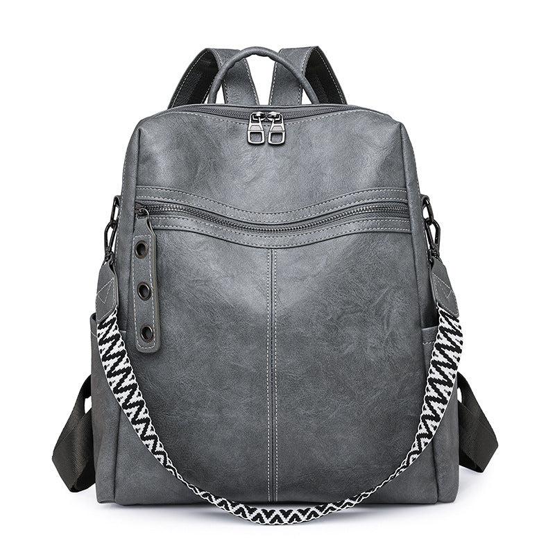 Minimalist PU Leather Backpack – Large Capacity Retro Travel Bag for Women