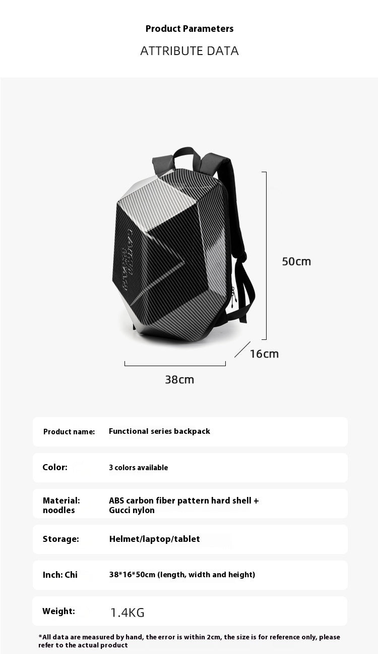 Motorcycle Hard Shell Backpack โ 50L Waterproof ABS Riding Gear Bag with Helmet Compartment