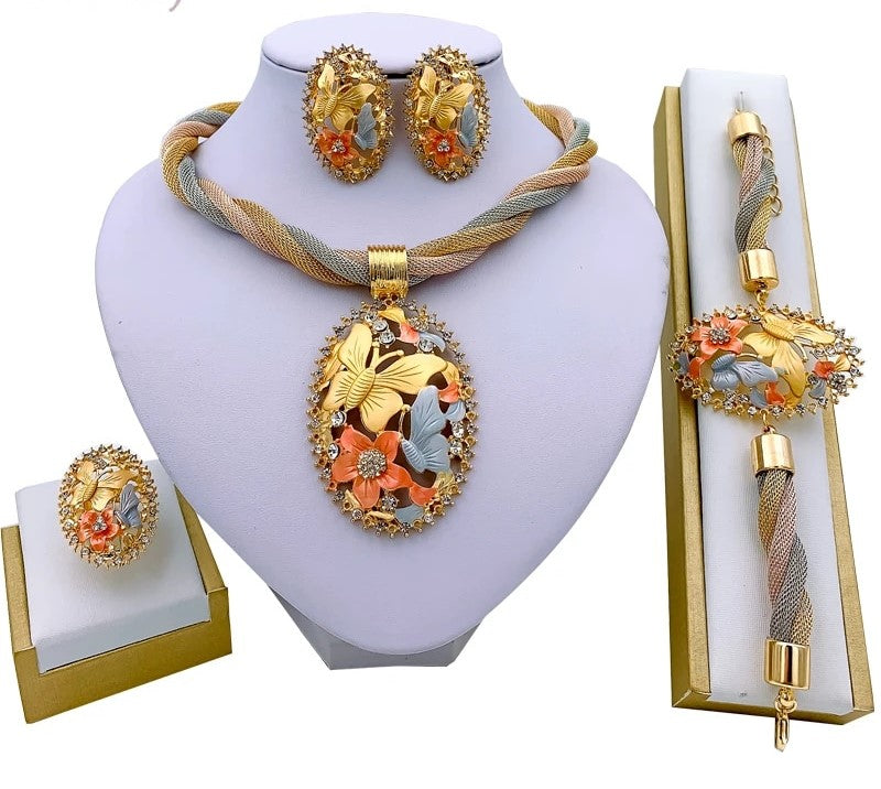 Ensemble de bijoux de fête plaqué or (4 pièces)