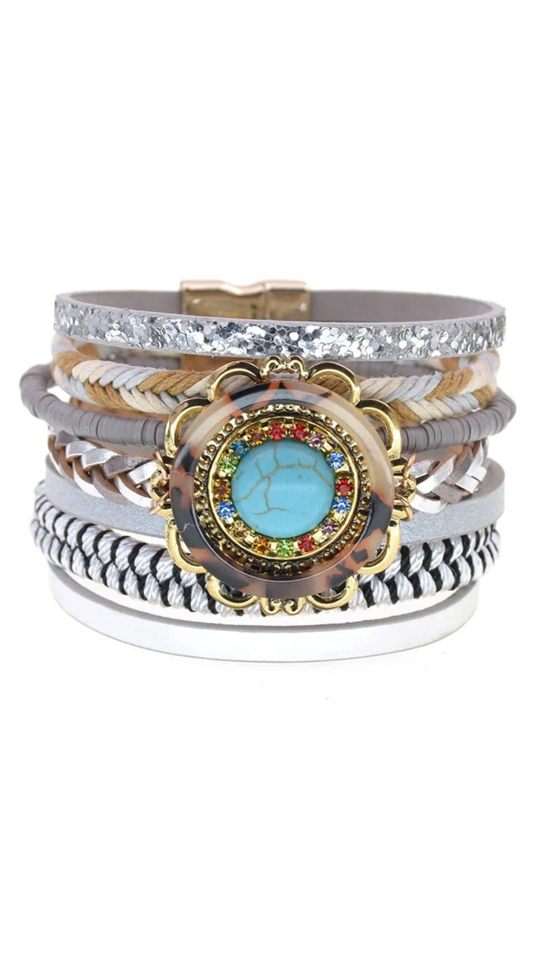 Colorful Boho Leather Charm Style Bracelet Jewelry