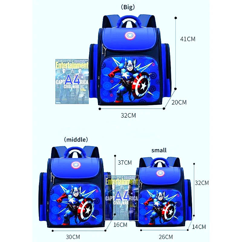Marvel Avengers Cartoon Backpack for Kids – Spider-Man & amp; Captain America School Bag for Kindergarten & Elementary Students
