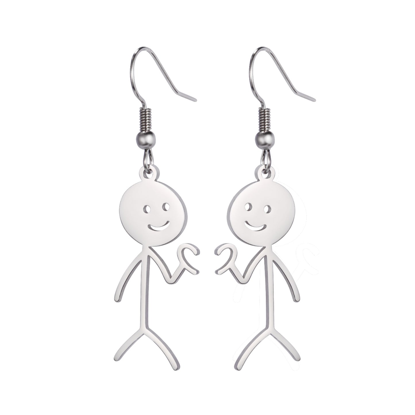 Boucles d'oreilles de dessin animé creuses coupées en acier