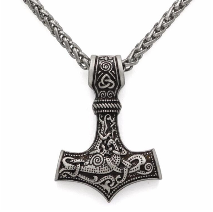 Collier unisexe en acier inoxydable marteau