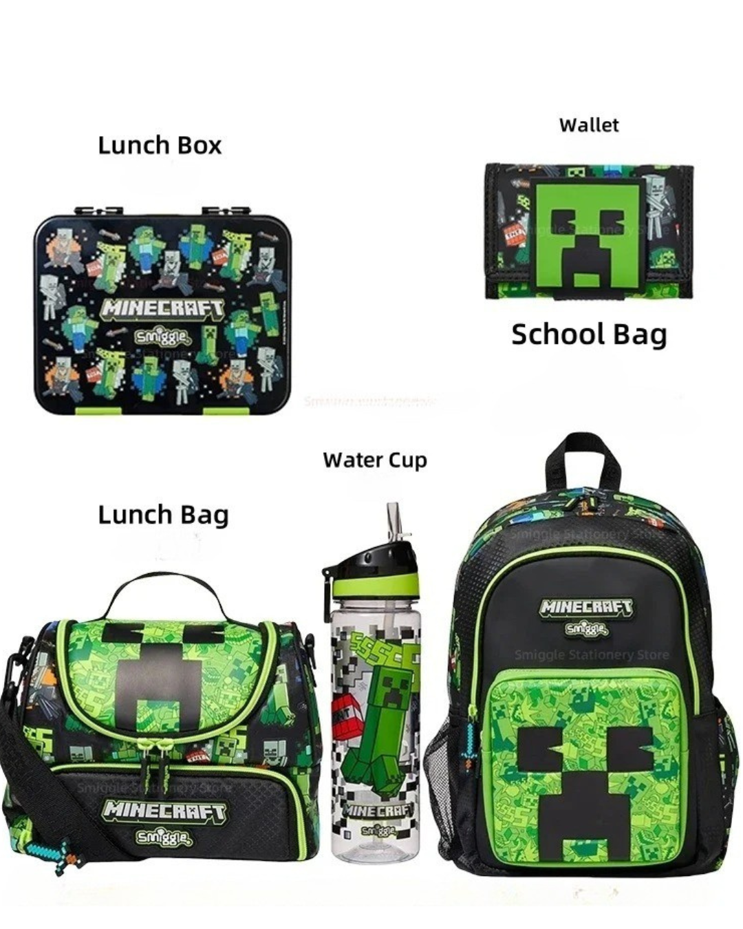 Minecraft Boys Girls School Backpack Set