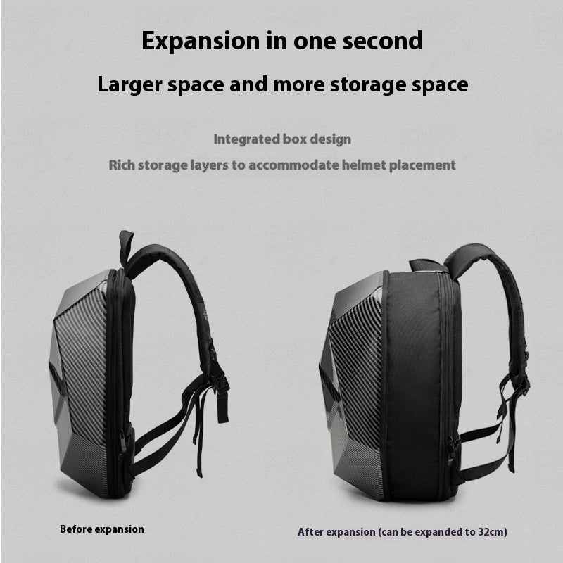 Motorcycle Hard Shell Backpack โ 50L Waterproof ABS Riding Gear Bag with Helmet Compartment