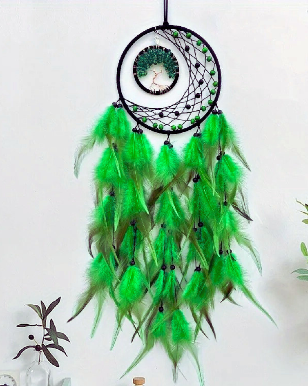 Polychrome Feather Pendants Life Tree Dream Catcher Wall Room Decoration Crafts
