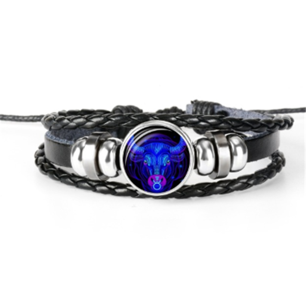Bracelet unisexe au design tressé avec constellation du zodiaque.