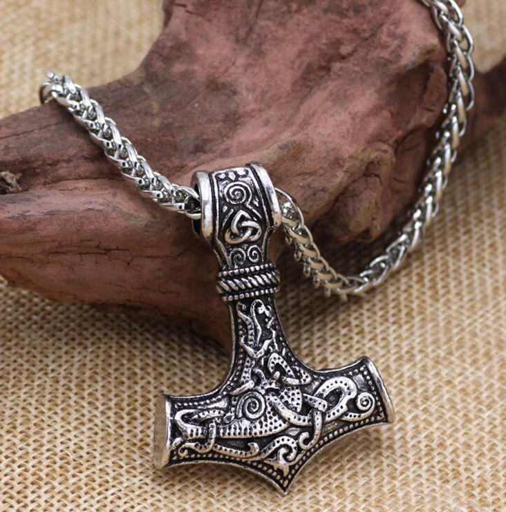 Collier unisexe en acier inoxydable marteau