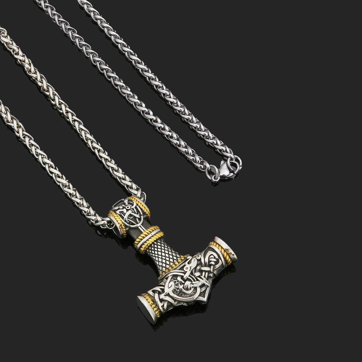 Collier unisexe en acier inoxydable marteau