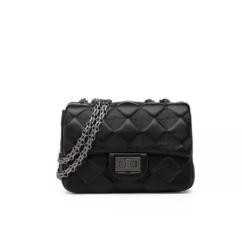 Sac à chaîne bandoulière brodé en cuir de haute qualité