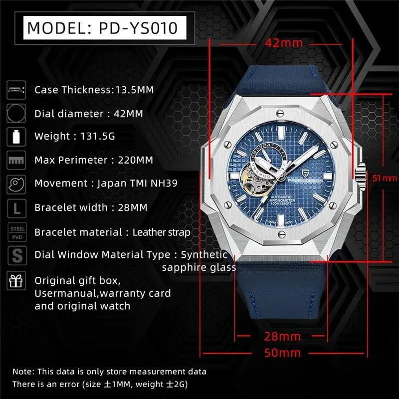 2024 PAGANI Automatic Mechanical Stainless Steel Sapphire Glass Waterproof Watch